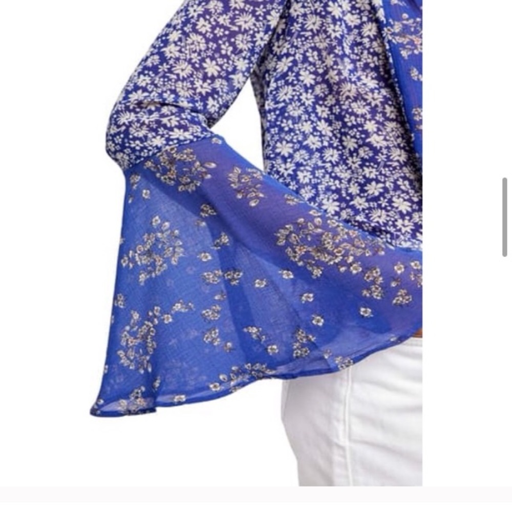 COPY - Free People Serena Royal Blue Bell Sleeve Blouse - Picture 3 of 7